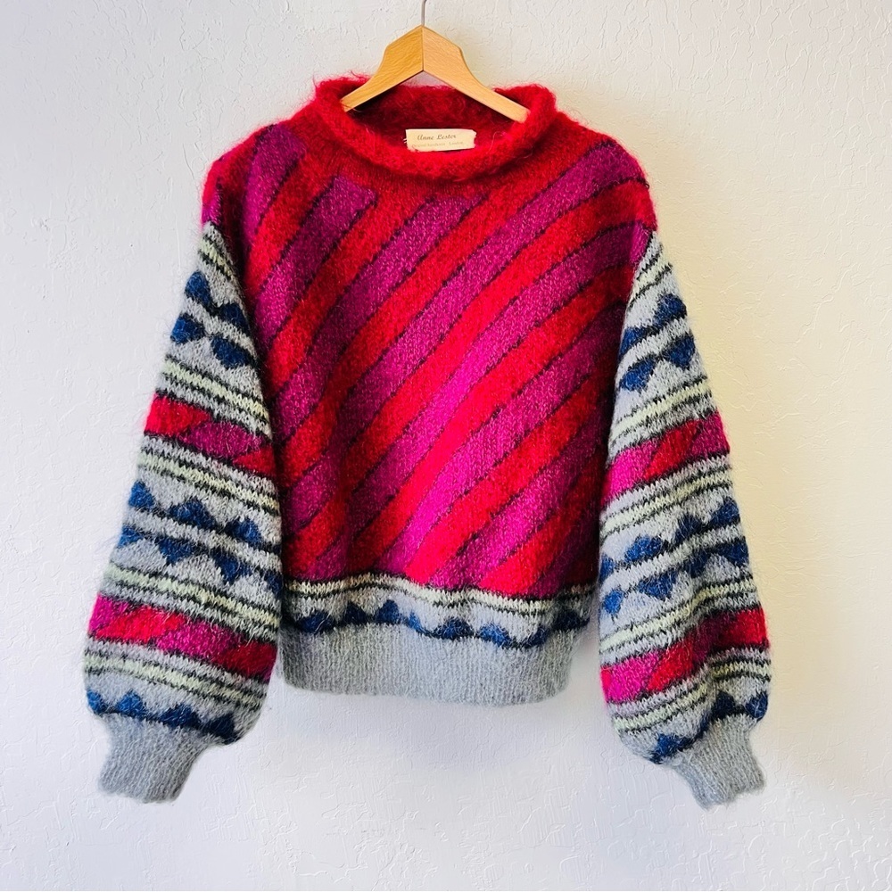 Vintage Oversized Chunky Knit Balloon Sleeve Wool Sweater